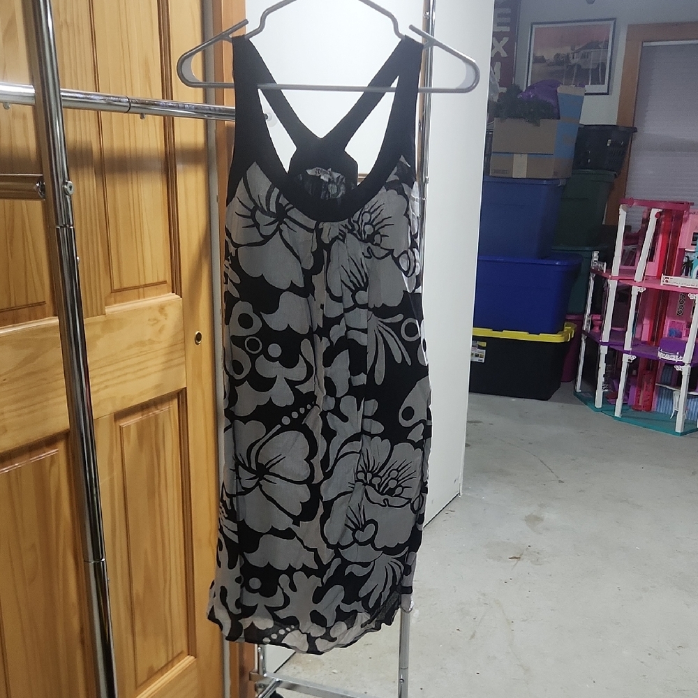 Tramp Black and Gray Floral Racerback Dress